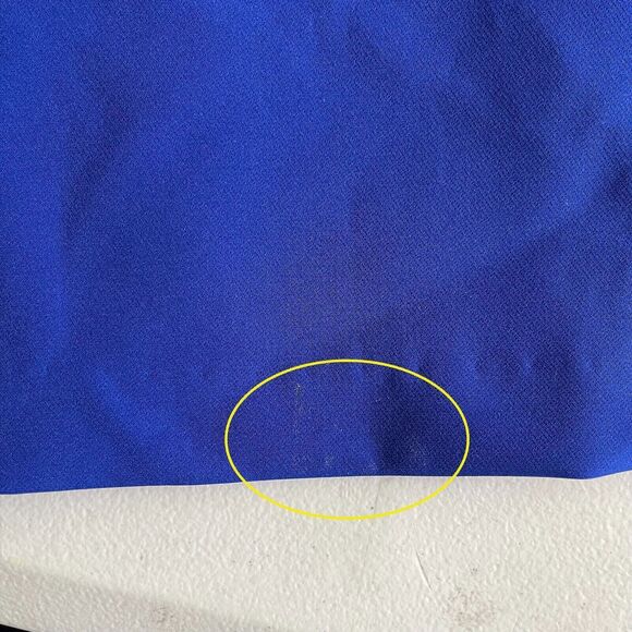 Vince Camuto Women's Size 4 Halter Neck Laguna Crepe Body Con Dress Blue Ruffle - Picture 2 of 13